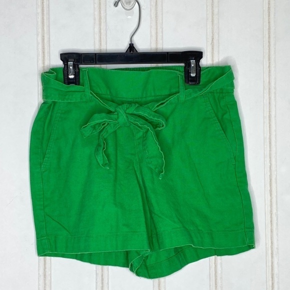 J Crew Green Tie Waist Linen Shorts 411 - Picture 2 of 5